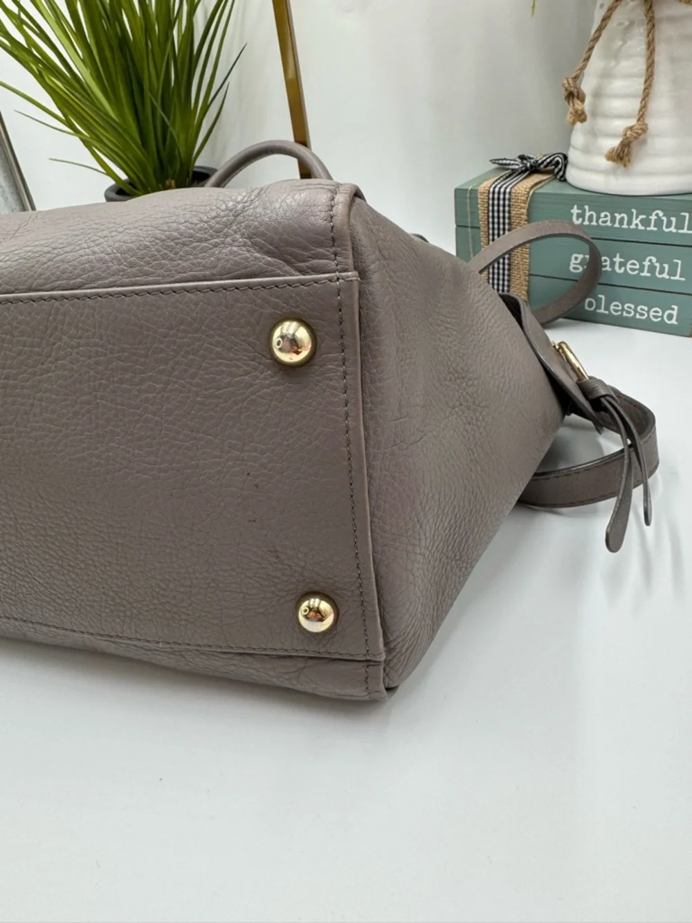 See by Chloé Taupe Pebbled Leather Satchel Bag | Gold Hardware | Authentic - Picture 5 of 13